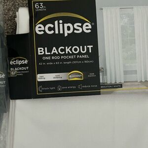 Blackout curtains, white. 63 inches in length